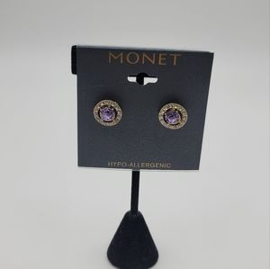 Purple monet hypoallergenic rhinestone earrings